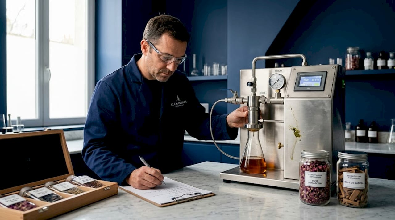 Extraction d’ingrédients parfumés au CO2 en laboratoire