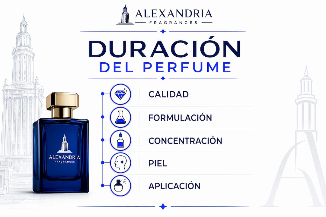 Infografía sobre los factores que influyen en la duración del perfume