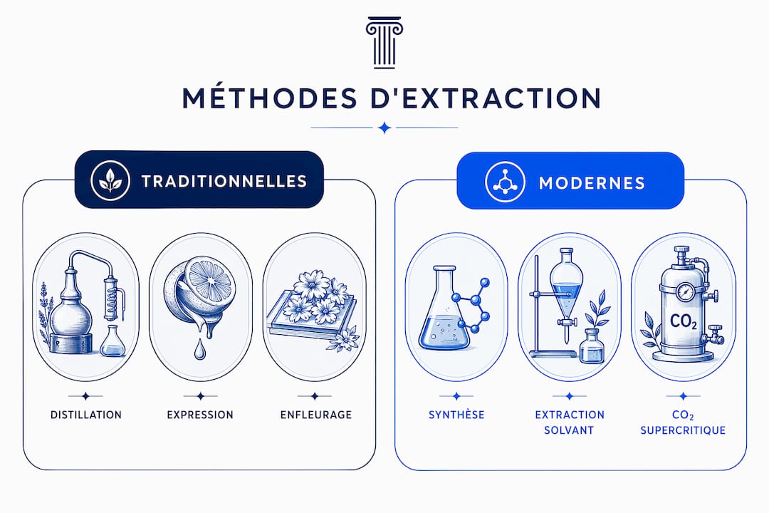 Infographie : panorama des différentes techniques d’extraction utilisées en parfumerie