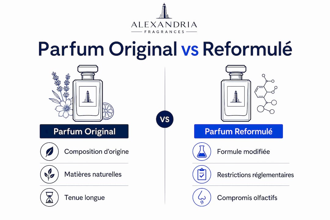 Infographie : les différences entre la version originale et la version reformulée d’un parfum
