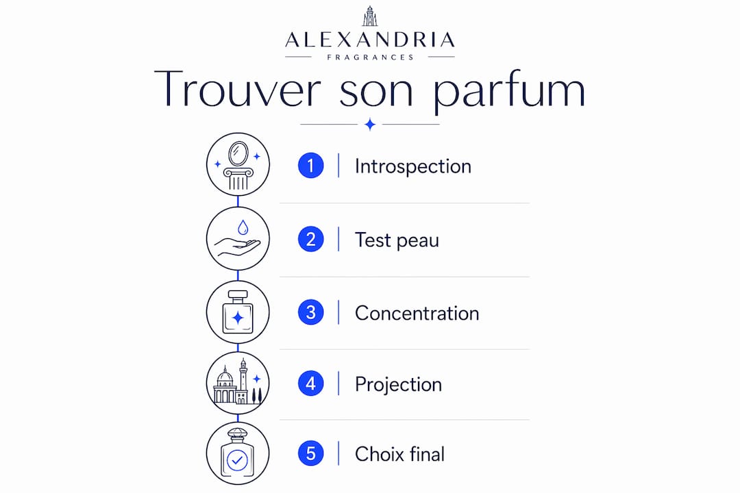 Infographie : les étapes incontournables pour trouver votre parfum signature