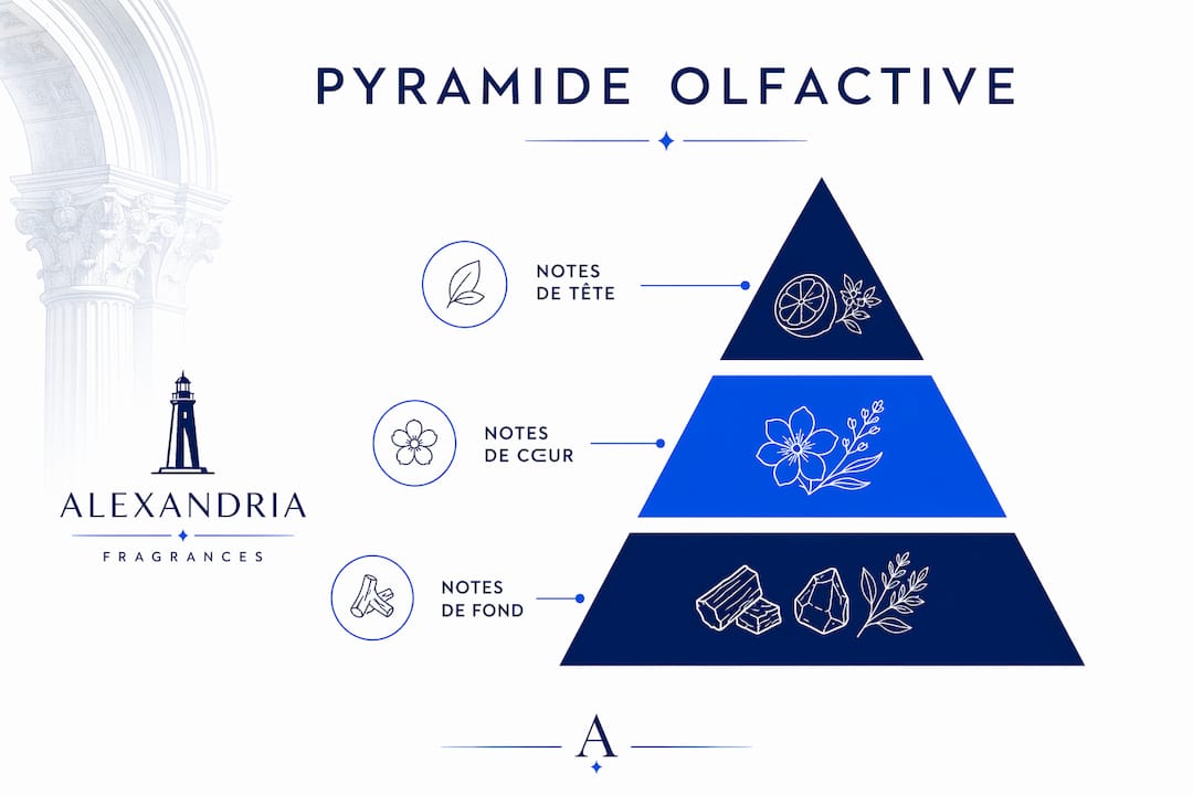 Visuel illustrant la structure de la pyramide des senteurs