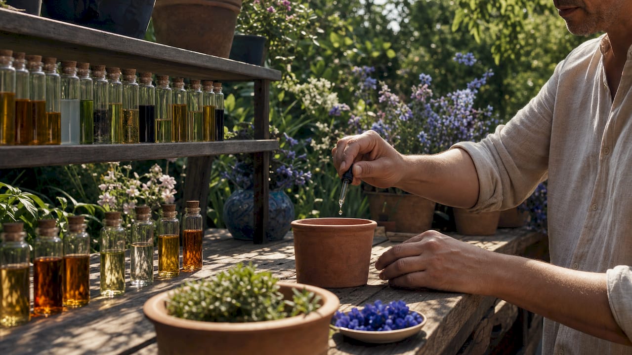 Atelier de création de parfums aux essences florales, pensé comme un véritable laboratoire artisanal.