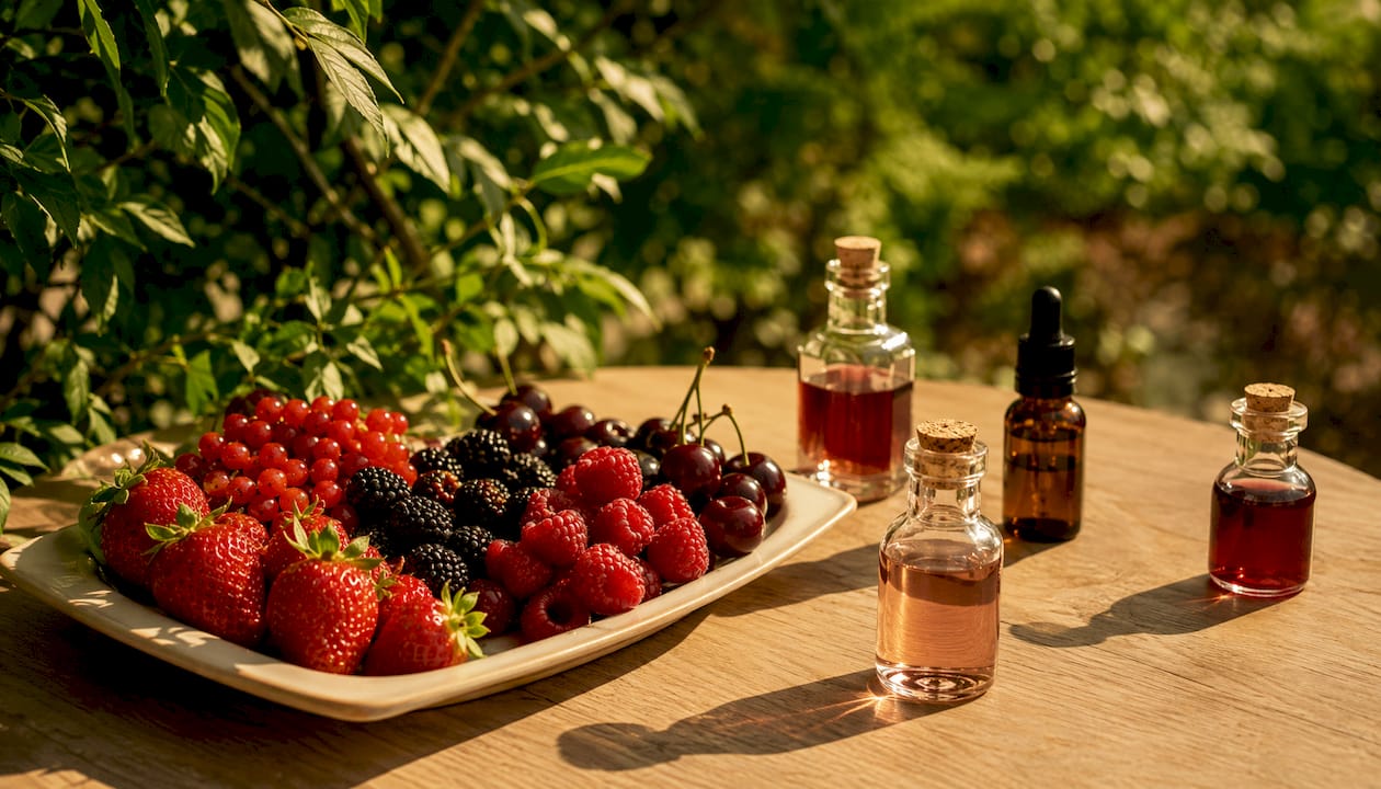Frutas rojas frescas con delicadas notas aromáticas