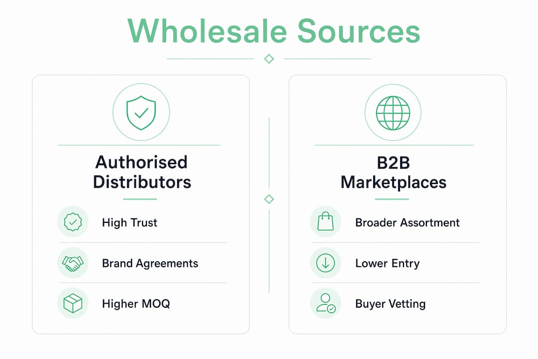 Infographic comparing fragrance wholesale source types