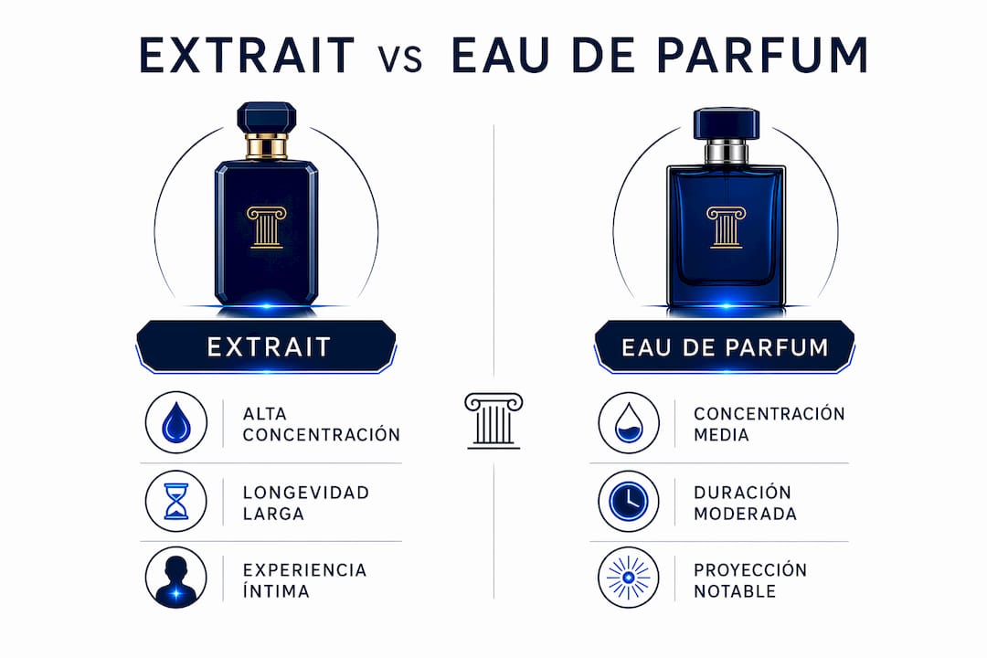 Infografía: diferencias clave entre extrait y eau de parfum