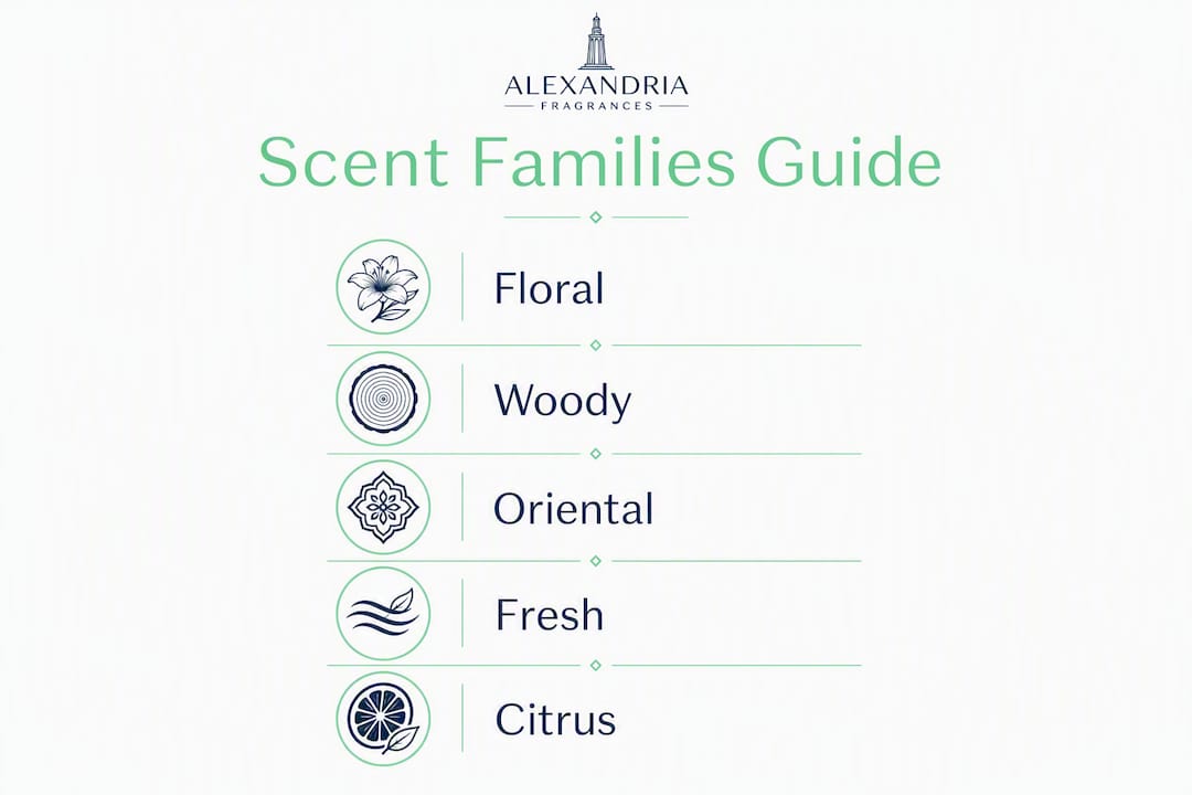 Infographic illustrating perfume scent families