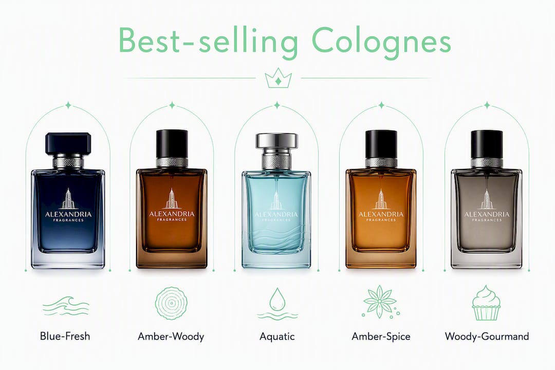 Infographic ranking best-selling men's cologne scent types