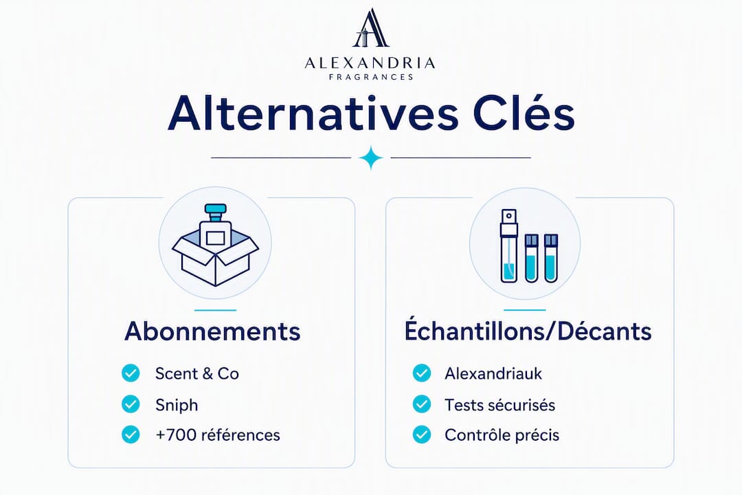 Infographie : comparaison entre les abonnements de parfums et les échantillons en alternative au Royaume-Uni