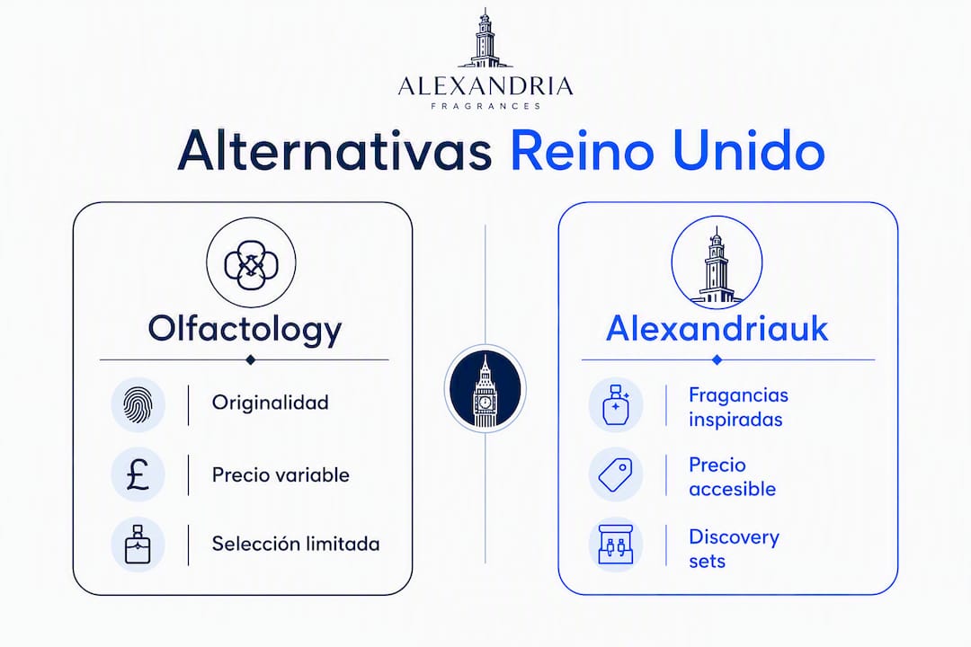 Comparativa visual de las mejores alternativas a perfumes en Reino Unido