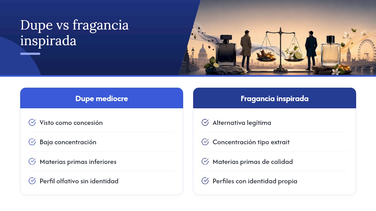 Las fragancias inspiradas son una alternativa legítima, no una segunda opción — overview diagram