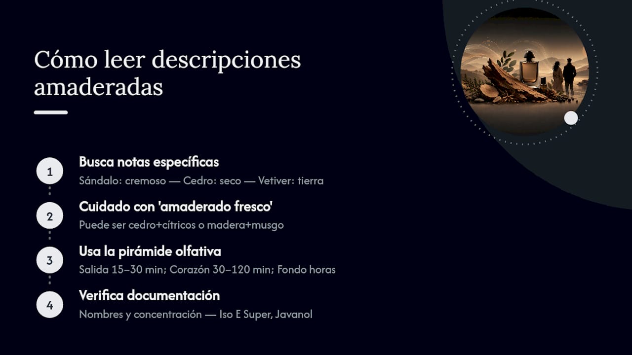 Cómo leer las descripciones de perfumes amaderados para no llevarte sorpresas — overview diagram