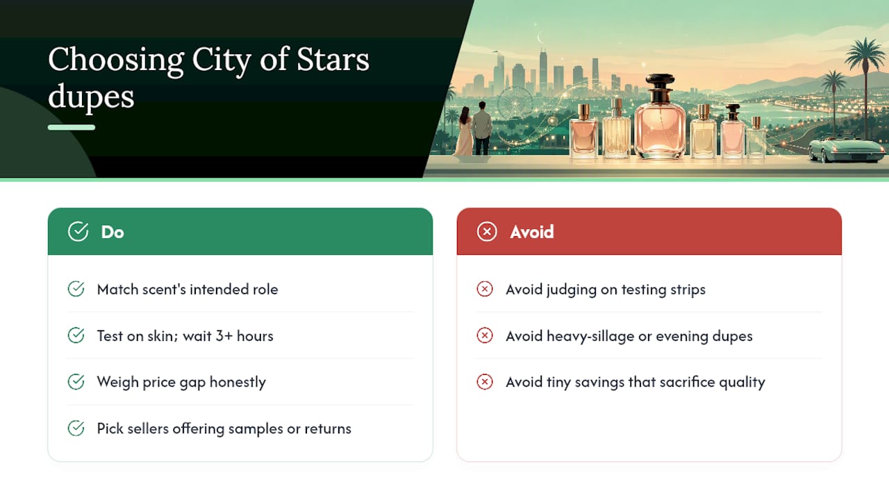 How do you pick the best City of Stars dupe for your needs? — overview diagram