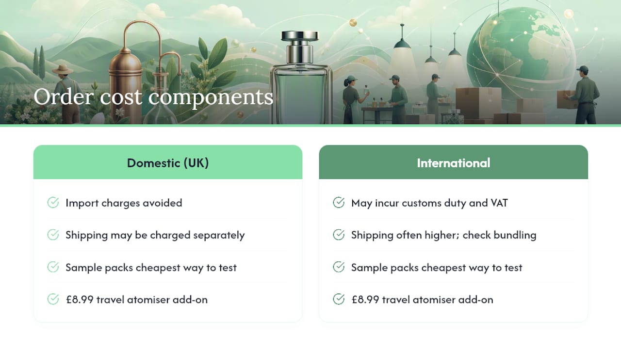 Total cost breakdown including shipping and taxes for dupes — overview diagram