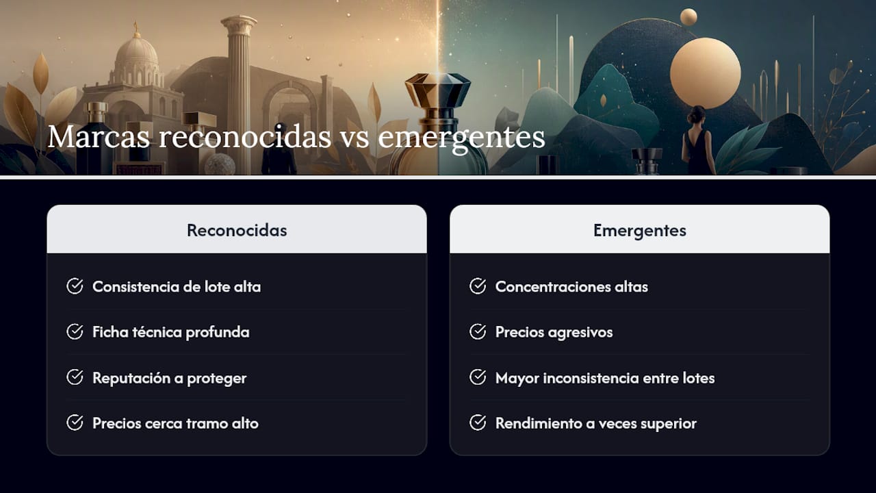 Marcas reconocidas frente a marcas emergentes en relación calidad-precio — overview diagram