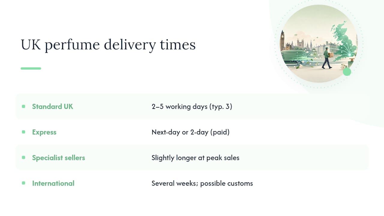 How long does UK perfume delivery usually take? — overview diagram
