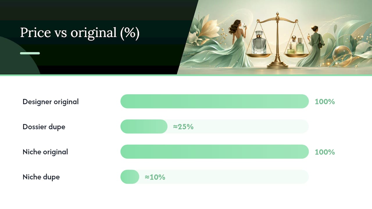 Price comparison between original perfumes and dupes