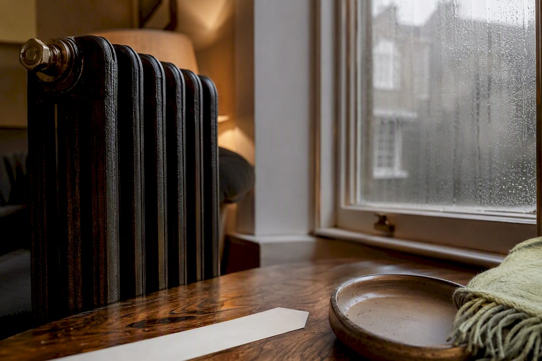 Fragrance blotter beside winter radiator