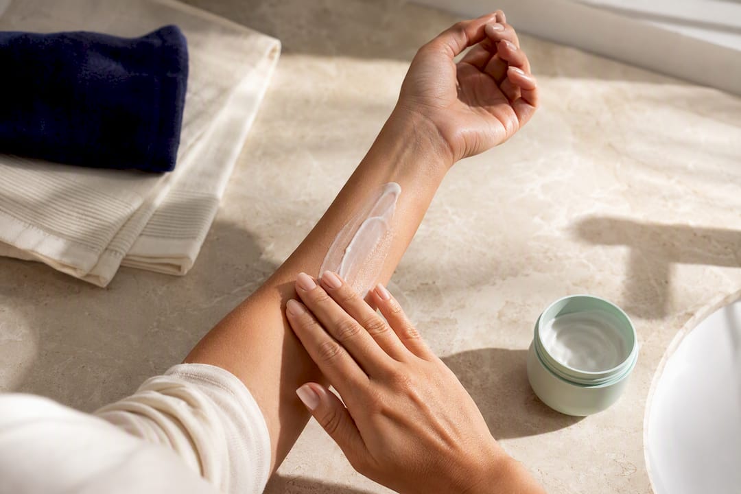 Hands moisturizing skin before fragrance testing