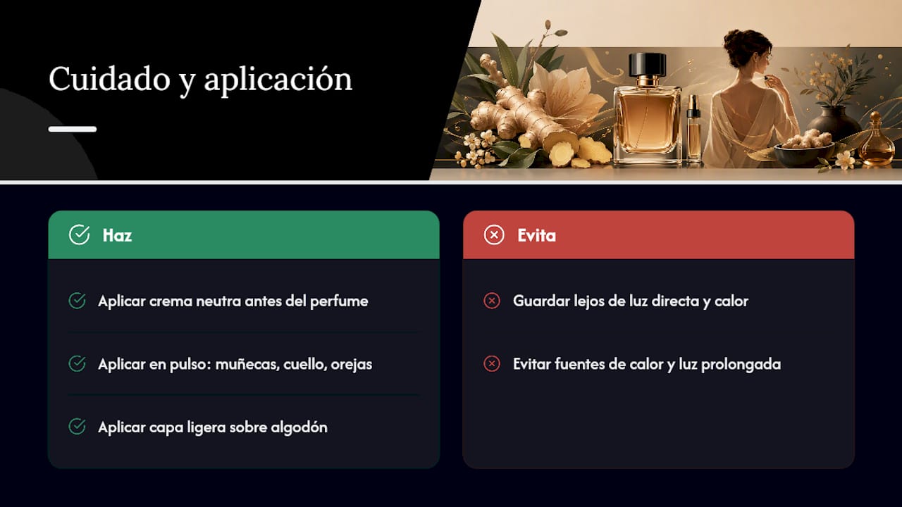 Aplicación y cuidados: cómo mantener la chispa del jengibre en la piel — overview diagram