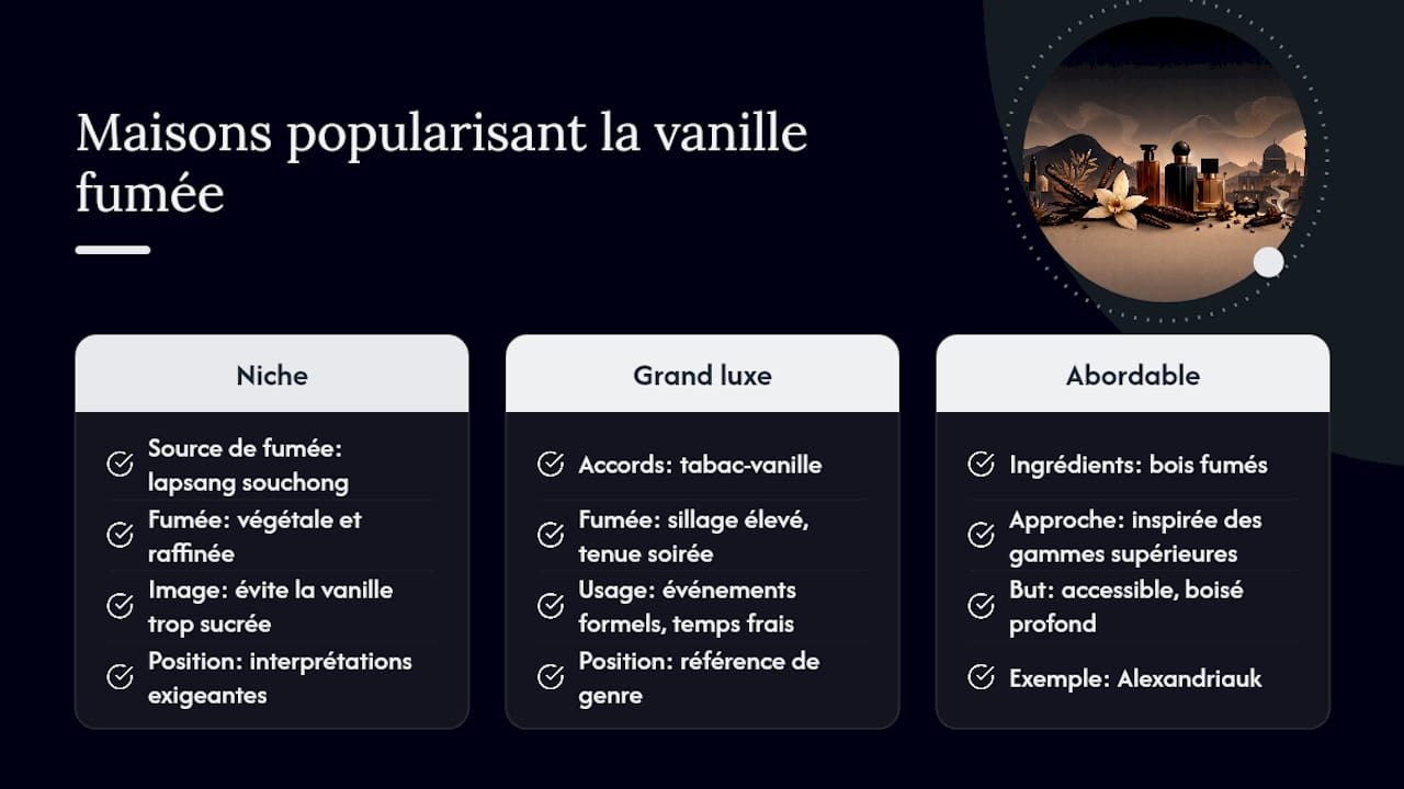 Quelles maisons ont popularisé la vanille fumée ? — overview diagram
