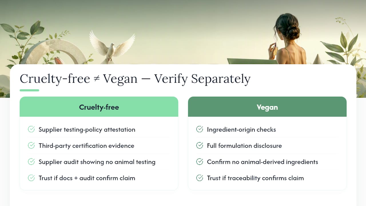Separate verification paths for ethical fragrance claims