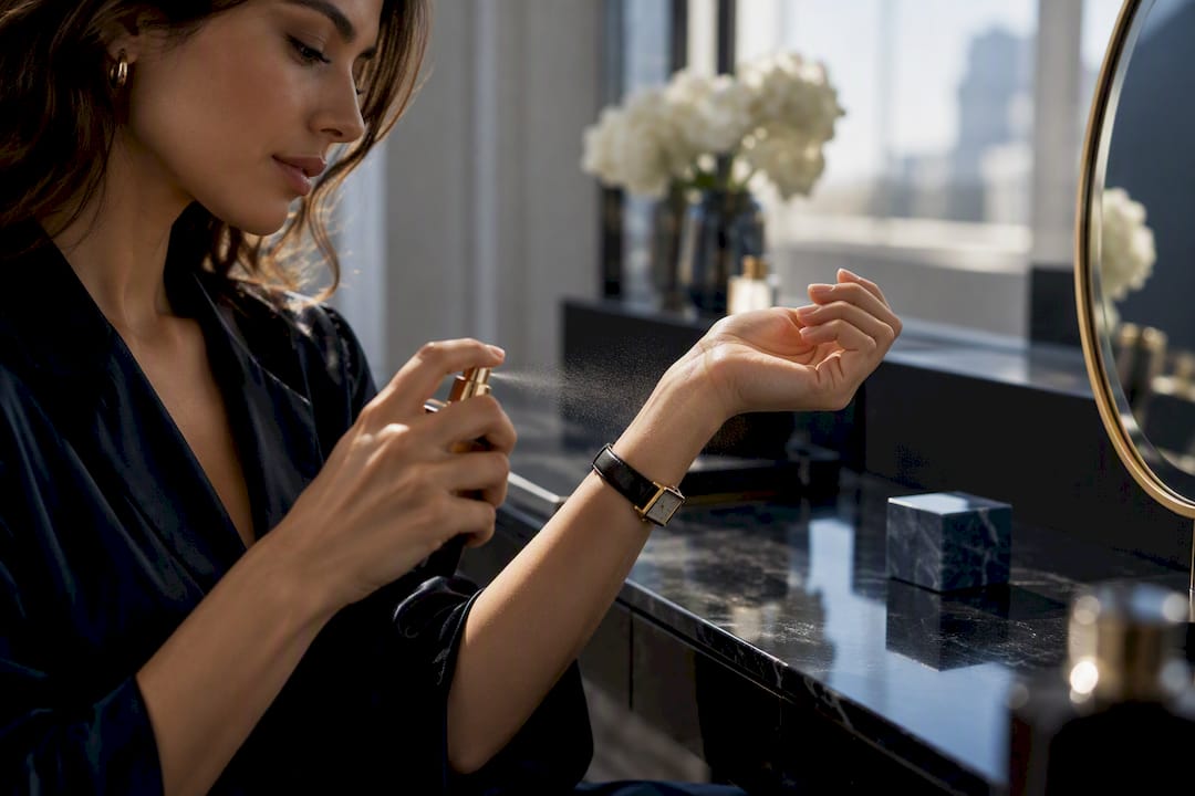 Poignet testant un parfum sur la peau