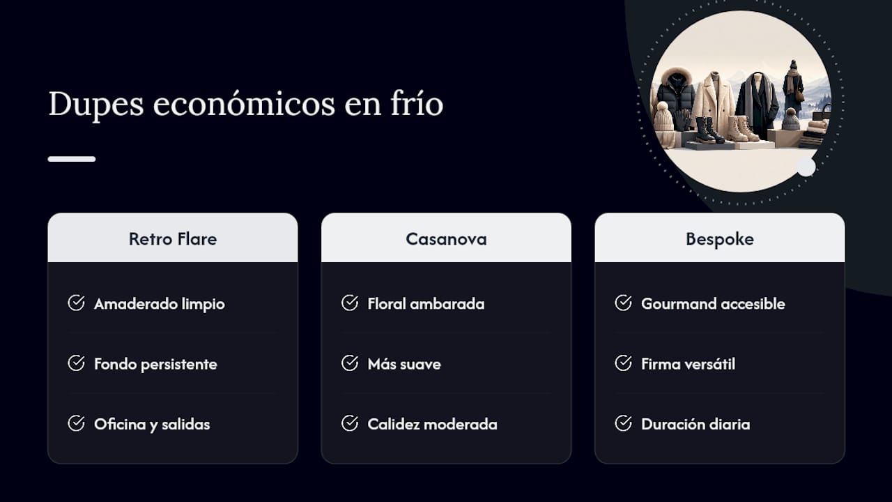 Dupes económicos que rinden bien en frío — overview diagram