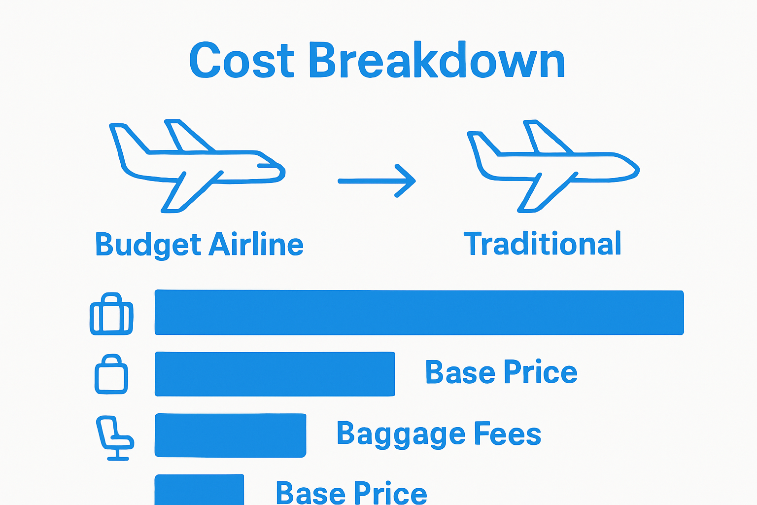 Infographic comparing budget versus traditional airline pricing