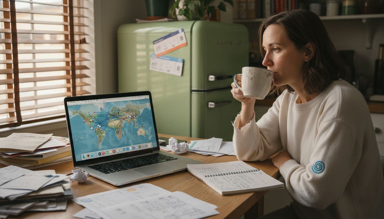 Person comparing airport options on laptop