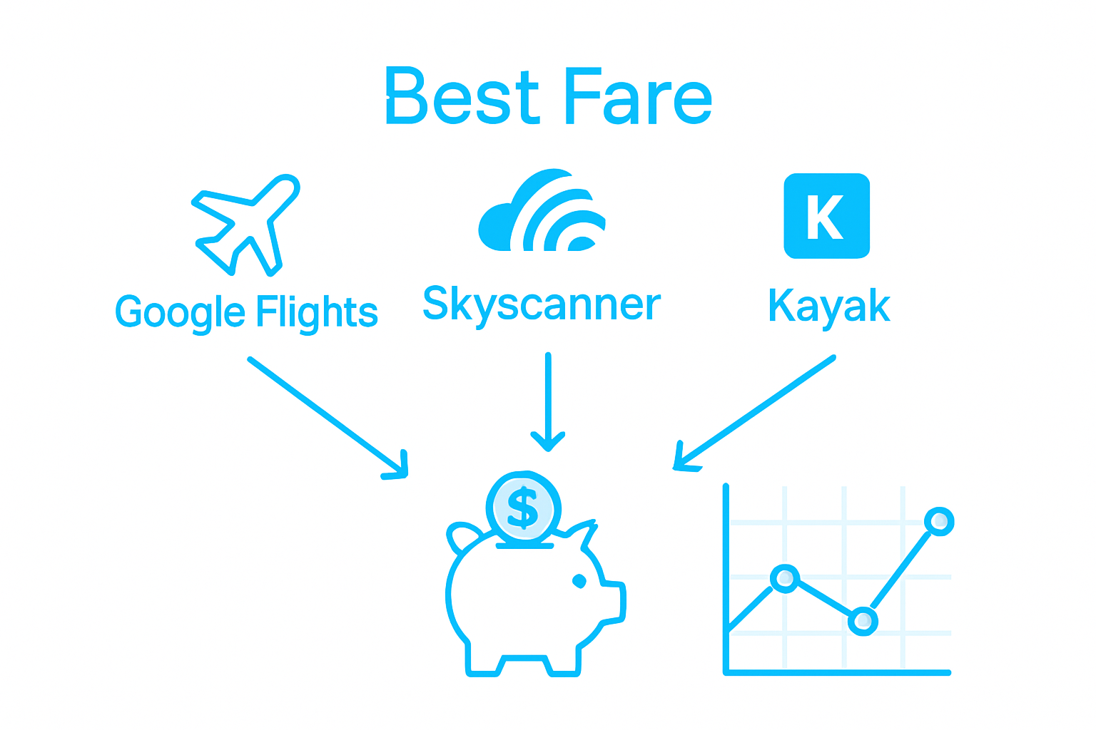 Infographic comparing flight search engine results