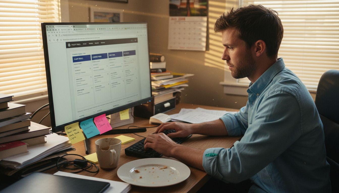 Man using booking engines at home desk