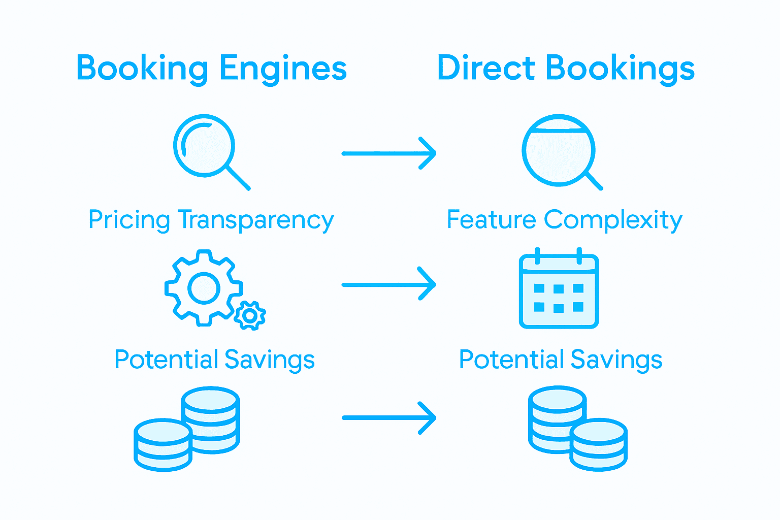 Infographic comparing booking engines and direct bookings