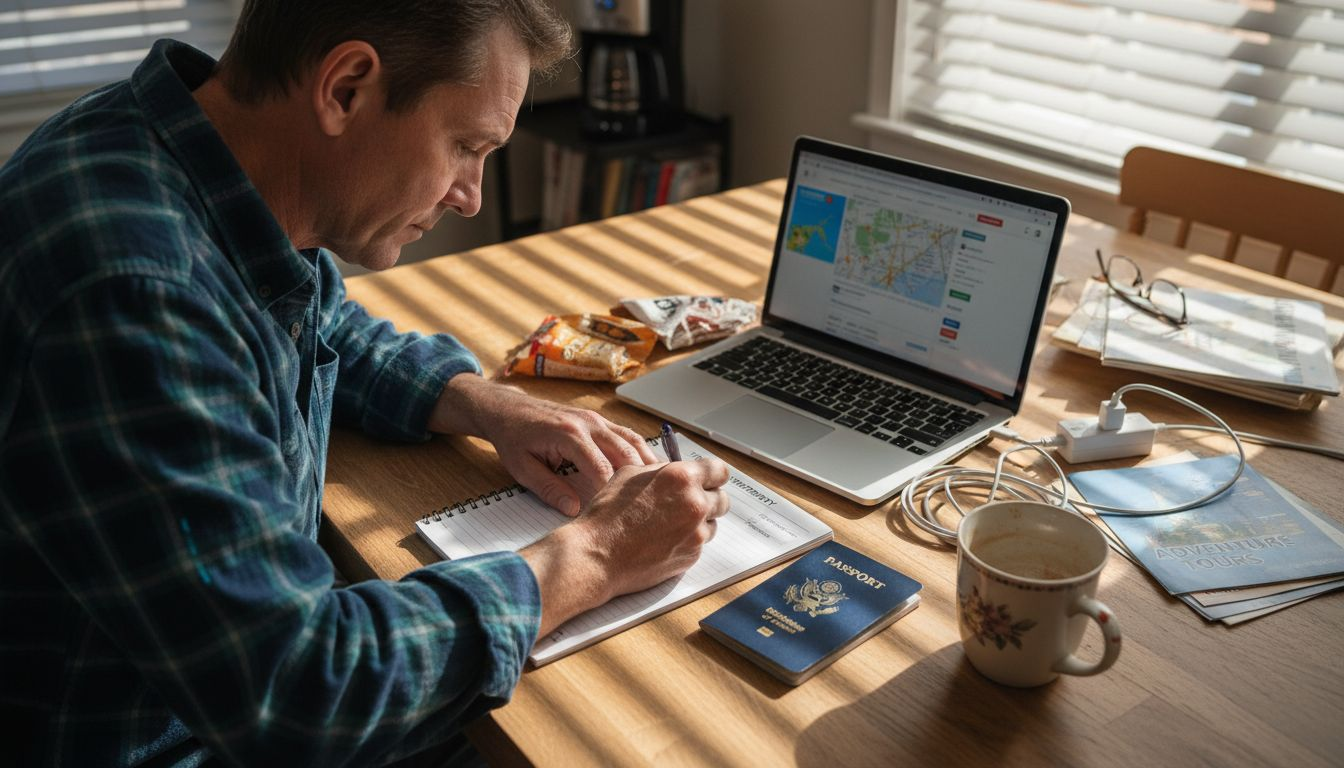 Traveler preparing for last-minute booking