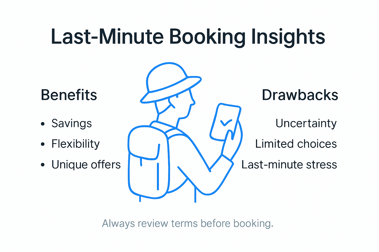 Infographic of last-minute booking pros and cons