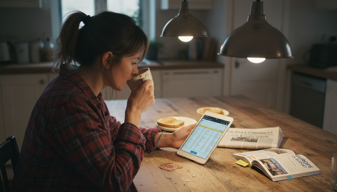 Person checking flight comparison platforms
