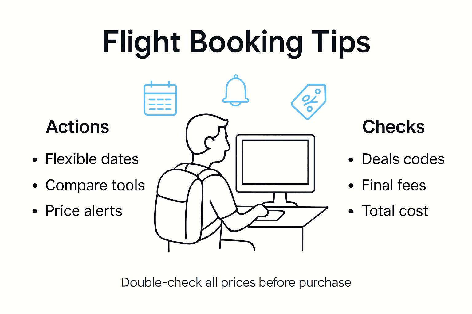 Infographic summarizing flight booking tips