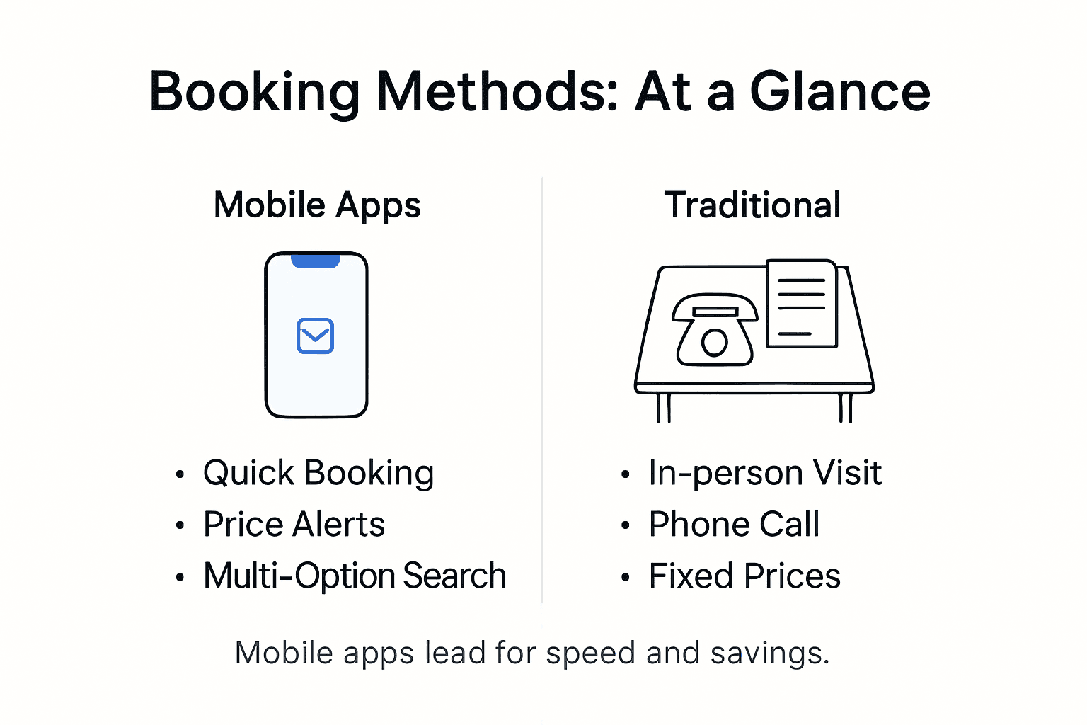 Infographic comparing mobile and traditional booking