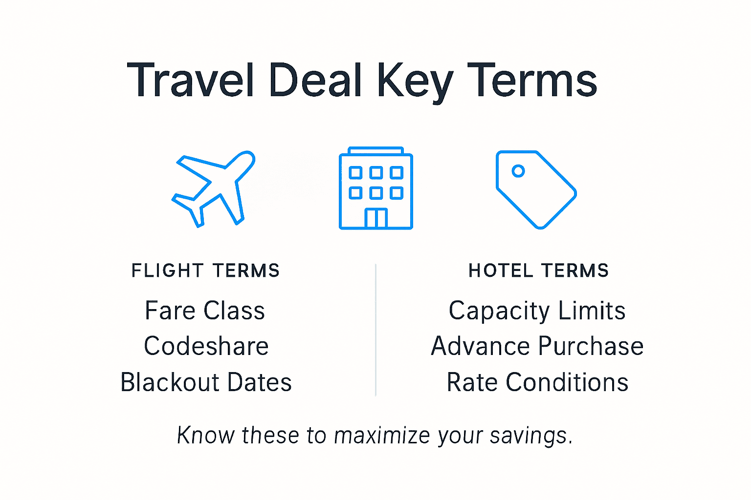 Infographic showing key travel deal terms