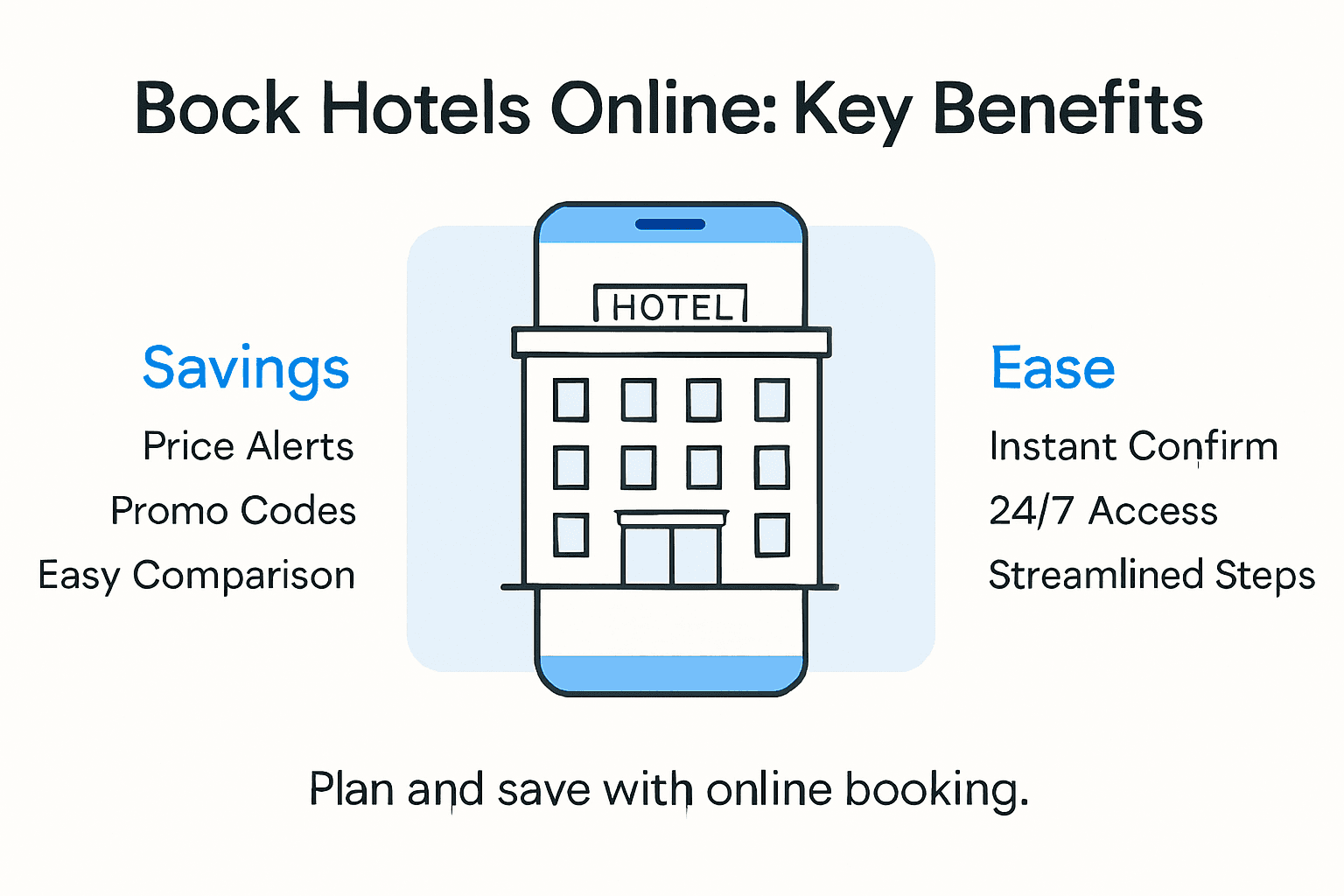 Infographic showing online hotel booking advantages