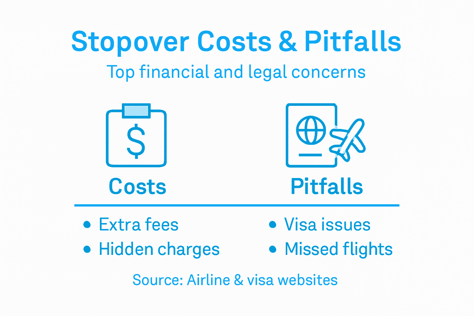 Infographic showing stopover flight cost and pitfalls