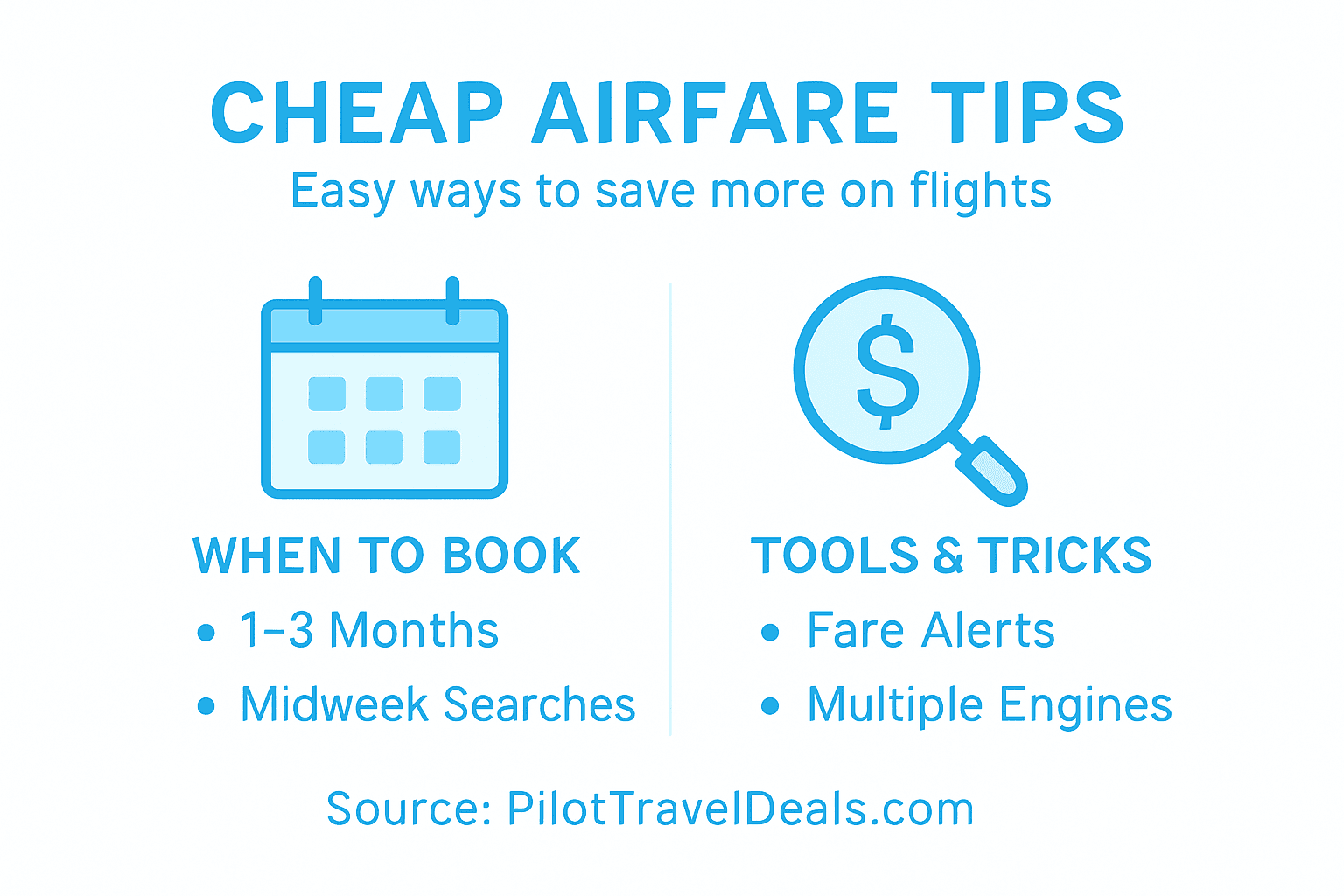 Infographic listing cheap airfare finding tips