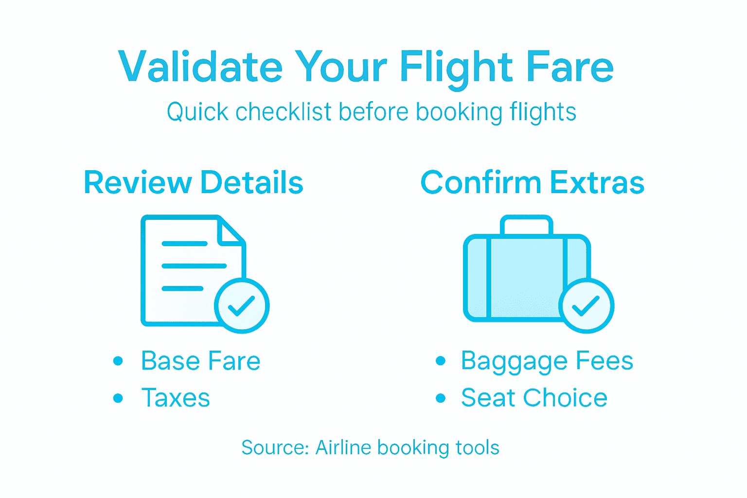Infographic showing flight fare validation steps