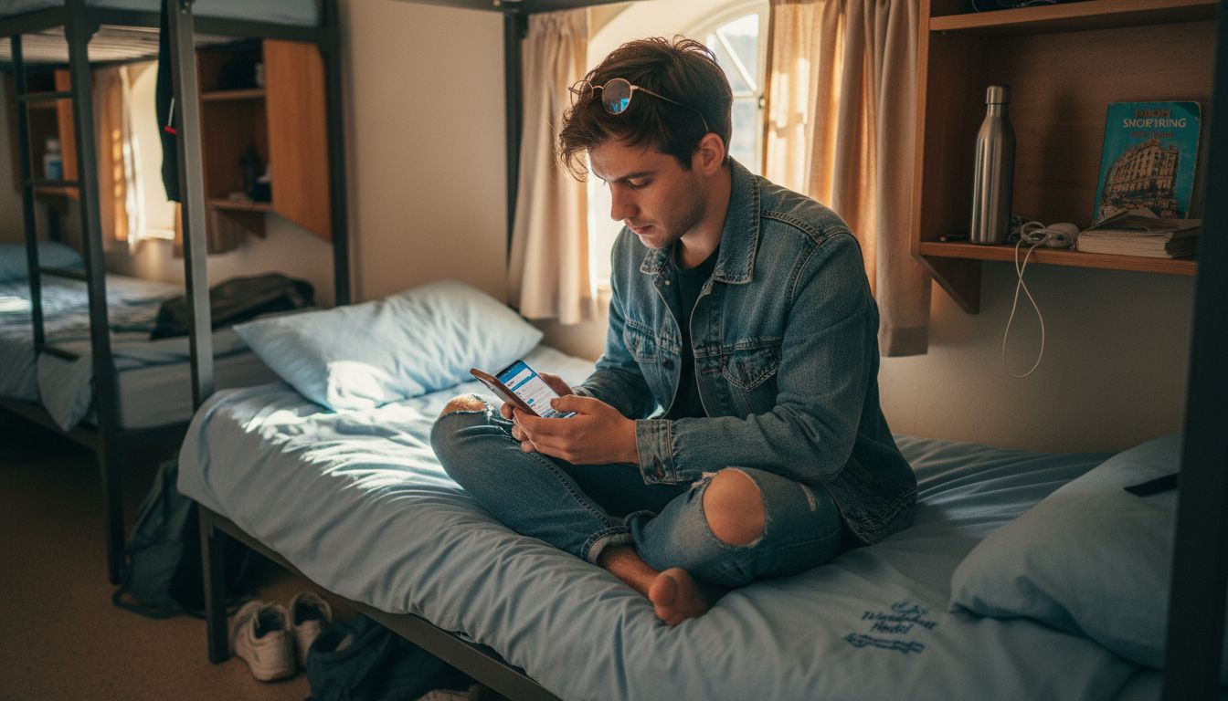 Budget traveler searching for hotel deals