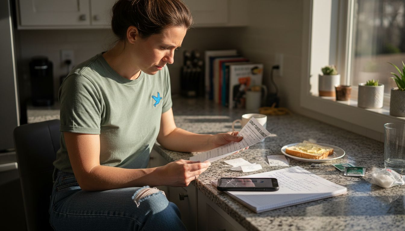 Person checking group travel eligibility list