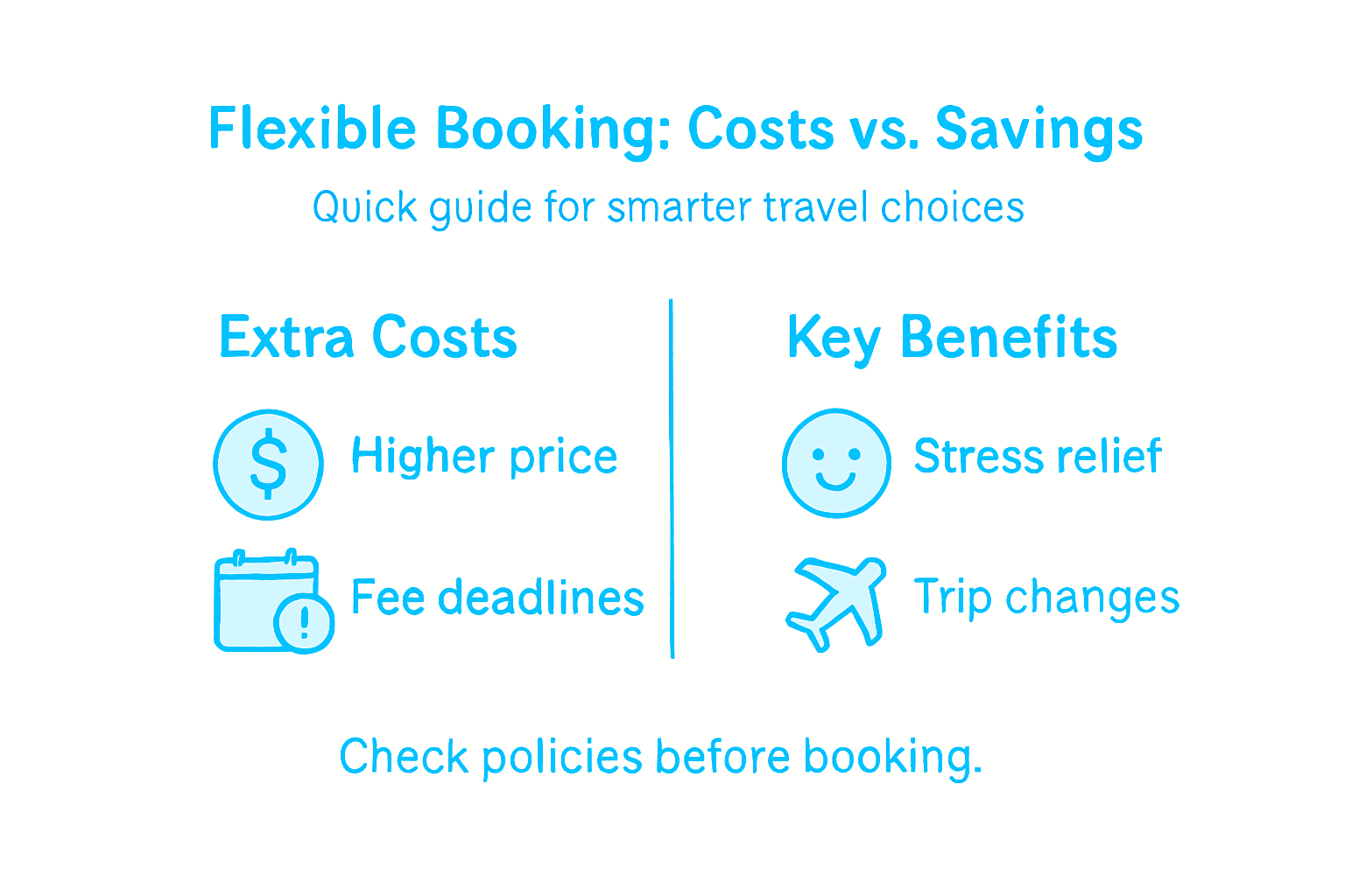 Infographic showing flexible booking costs and travel benefits