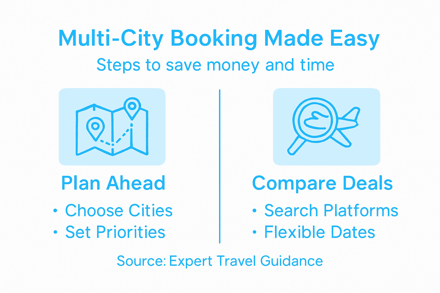 Infographic showing multi-city trip planning summary