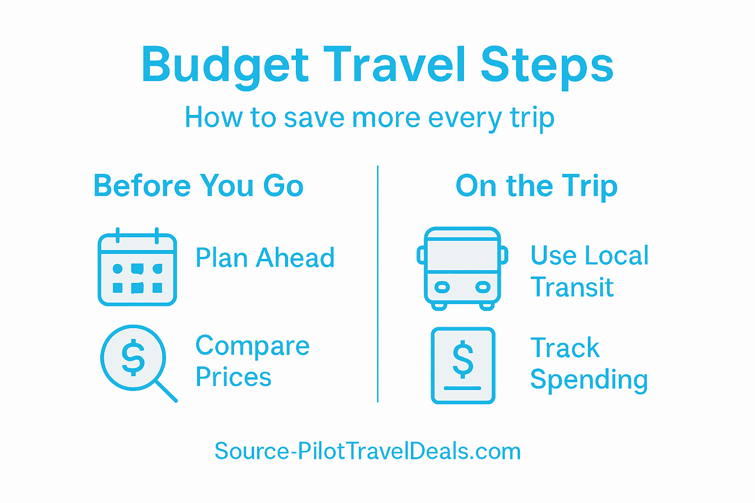 Infographic showing key budget travel steps