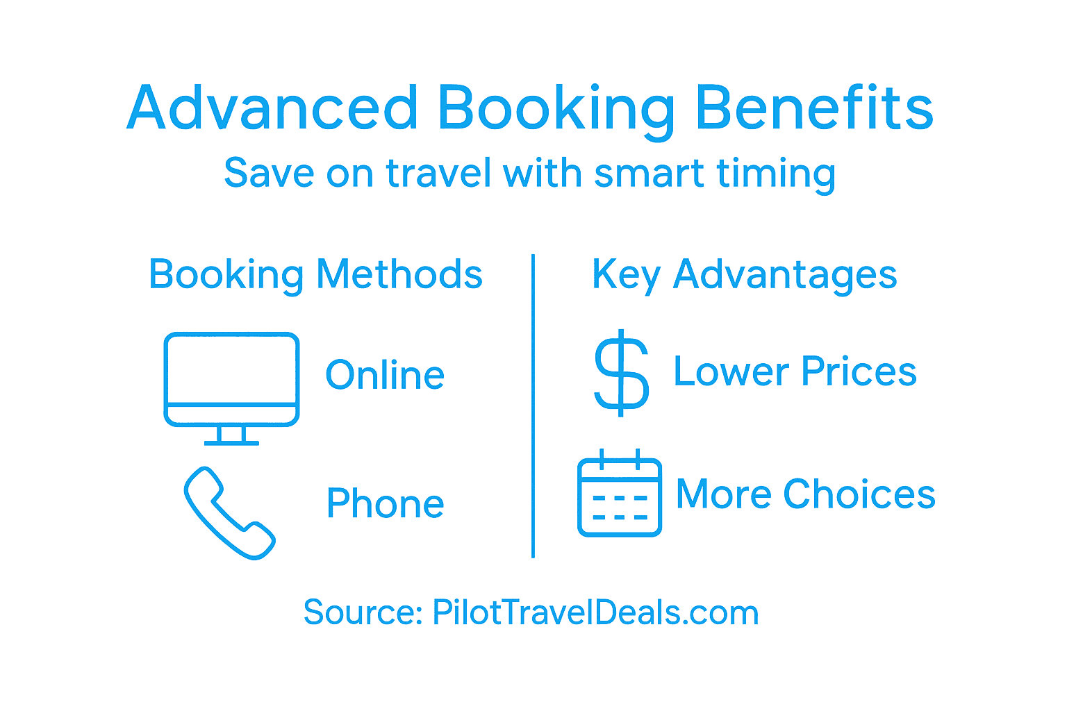 Infographic summarizes booking methods and benefits