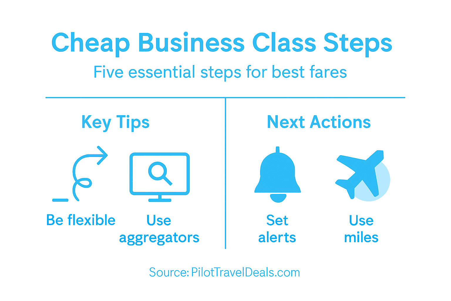 Infographic summarizing business class ticket steps
